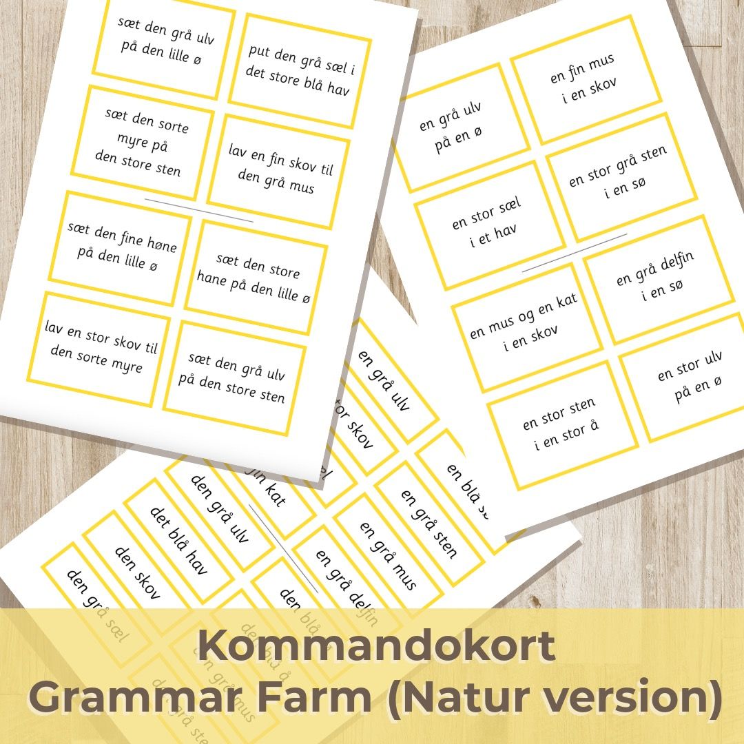 Kommandokort – Montessori Grammar Farm (Natur version)