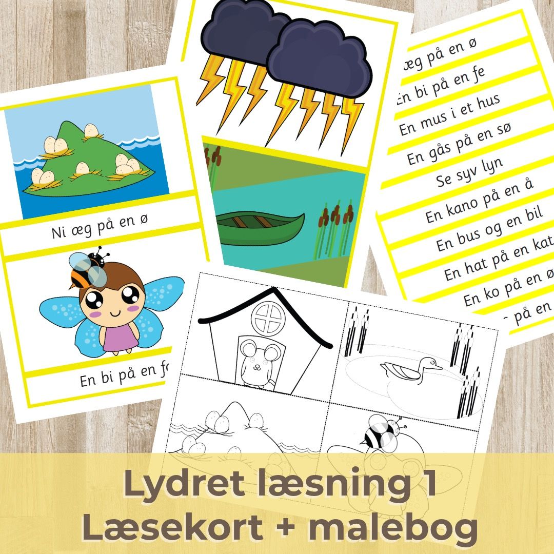 Læsekort og malebog (lydret læsning 1)