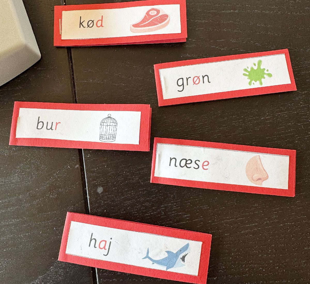 Overgangsmateriale – ordkort (-r, -e, hAj, søD, fØr)