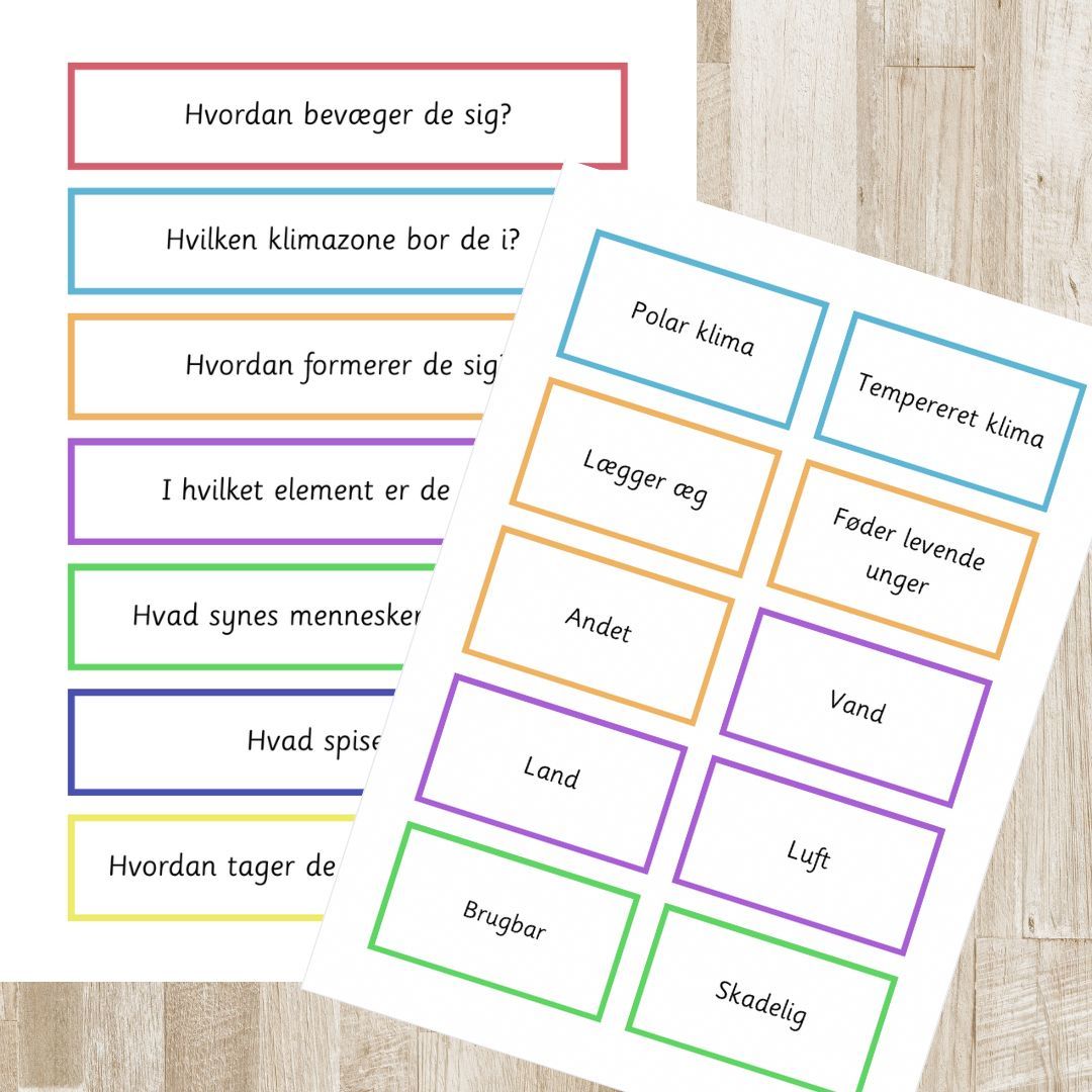 Montessori Q&A kort – dyr